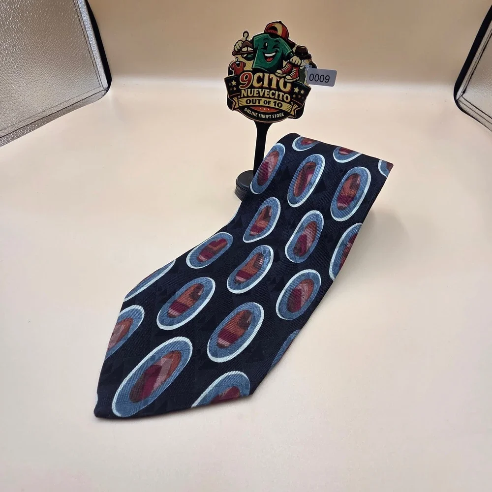 Robert Talbott Studio Frank Stella Ltd Mens Silk Tie Black Geometric Oval USA